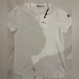 Moncler Ivory Tee with Logo Patch